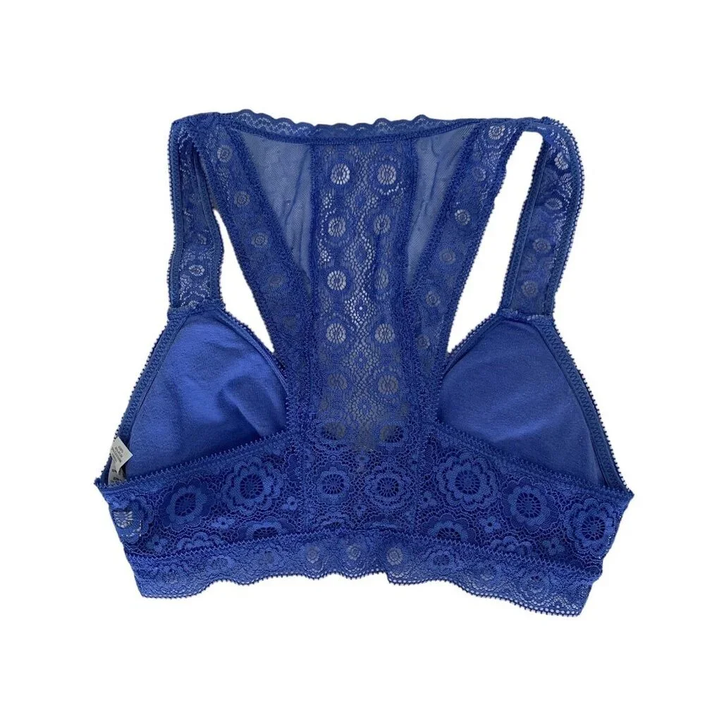 Aerie Bralette XS Blue Lace Padded Lingerie‎ Festival Sexy Y2K Intimates